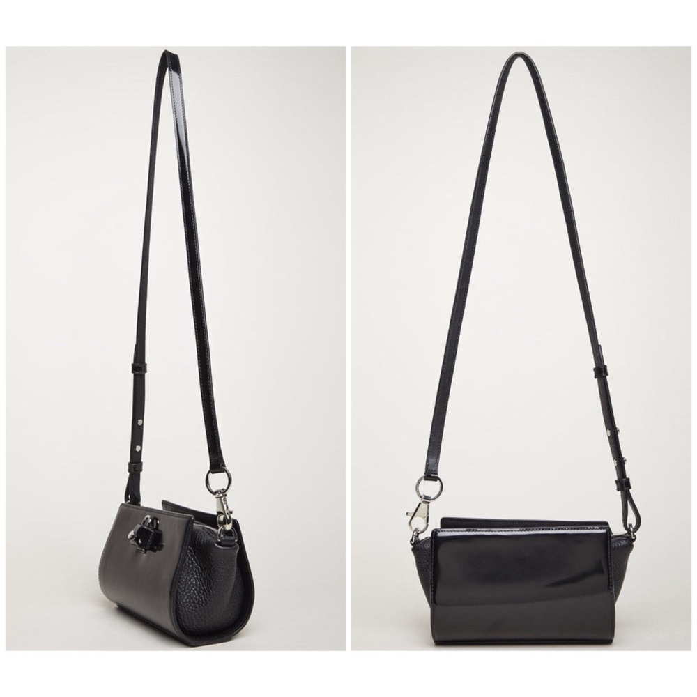 $625 Alexander Wang Pelican Sling Black Patent Pebble Leather Crossbody Bag